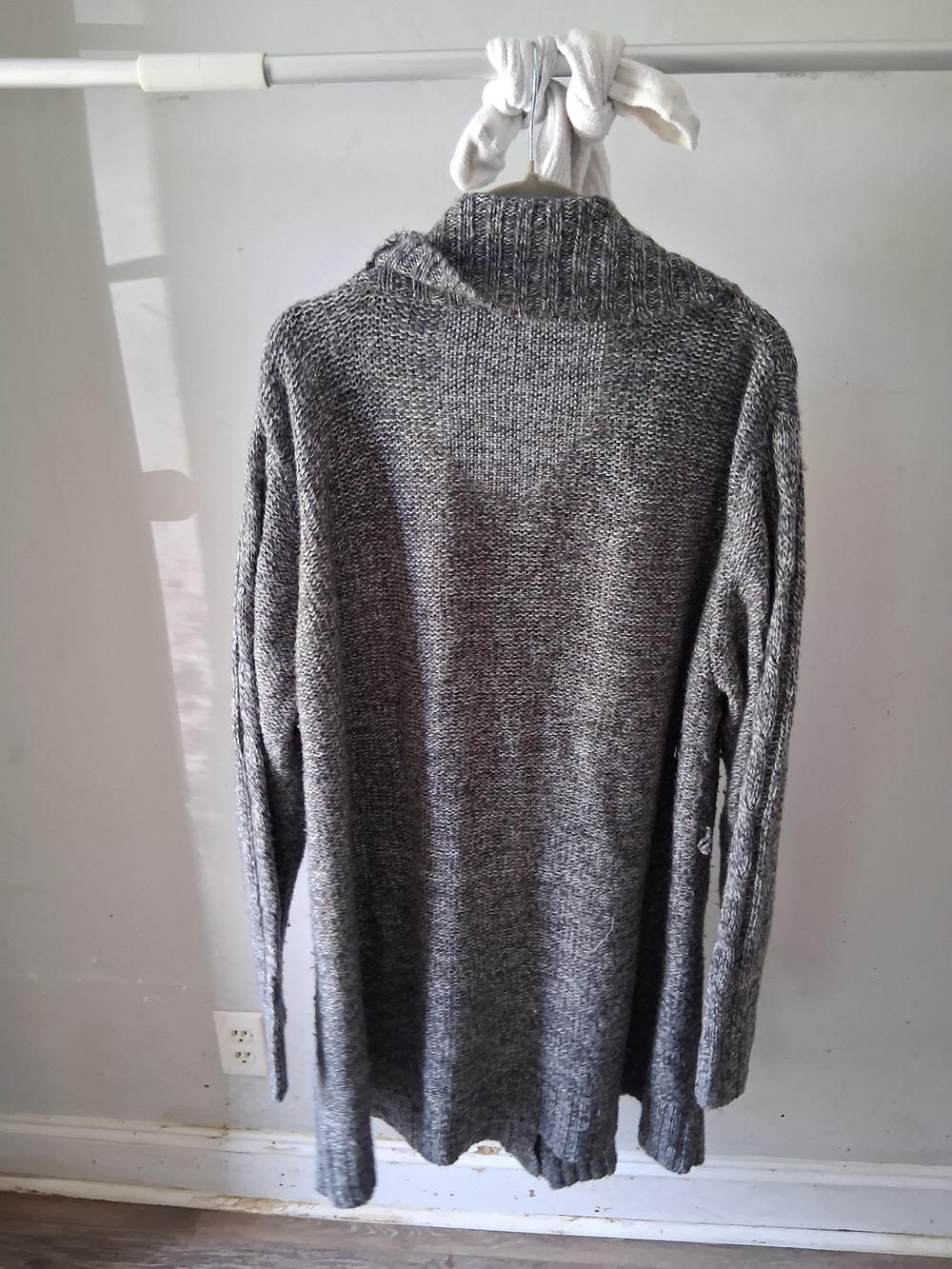 SHEIN Gray Cable-Knit Button Cardigan Sweater - Picture 4 of 4